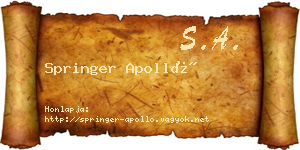 Springer Apolló névjegykártya